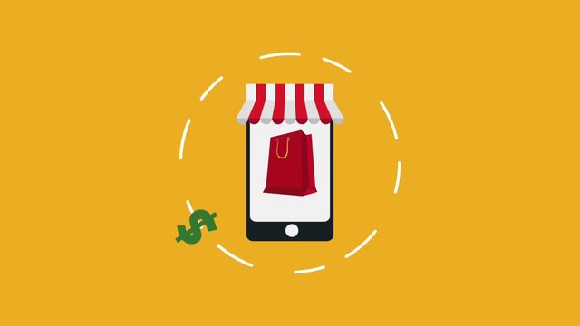 Buy to online store from smartphone high definition animation colorful scenes