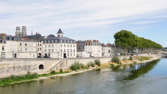 Orléans is a prefecture and commune in north-central France. View of the banks of the Loire river in the city.