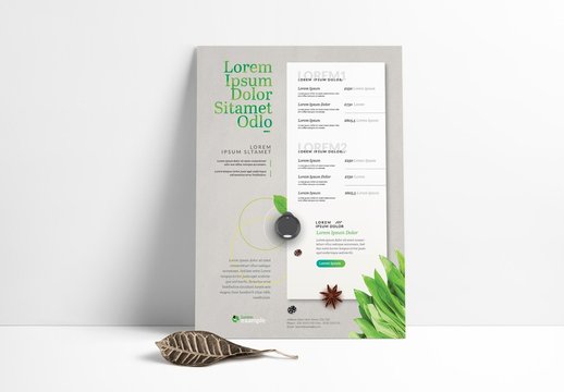 Menu Layout with Plant Imagery