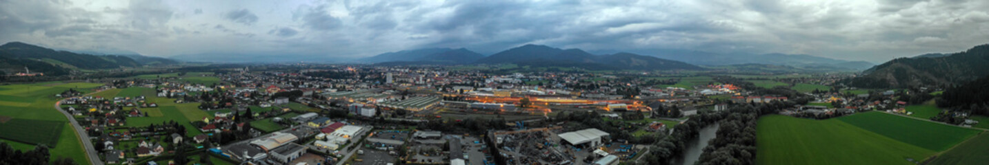 Fototapeta na wymiar Drone view on the Austrian city Knittelfeld