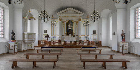 Interior of the Fortress of Louisbourg Chapel in Louisbourg, Newfoundland