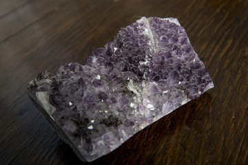 amethyst on brown table