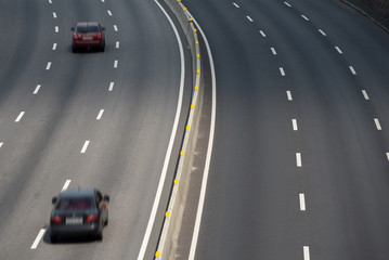 High speed road with several lanes for cars