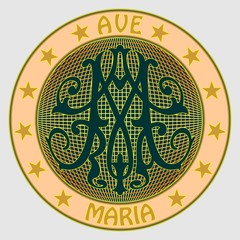 Medal with ornamental baroque monogram M, with the inscription Ave Maria, surrounded by stars