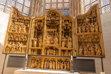 Golden wood triptic in Lübeck Germany