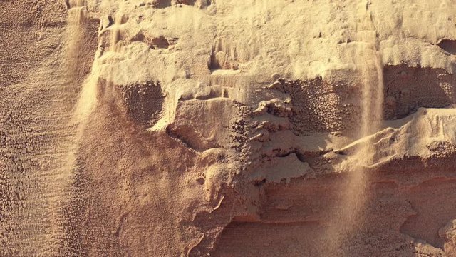 As a sand dune gets too tall to hold its own weight, sandfalls begin to erode the heights, as seen here in Namibia