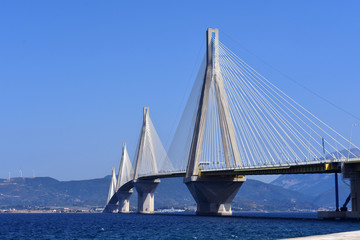 a large hanging bridge in Patria in Greece