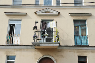 Fototapeta na wymiar facade of a residential building requiring restoration and repair