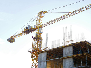 Fototapeta na wymiar Crane.Construction site. Construction site with crane and building.
