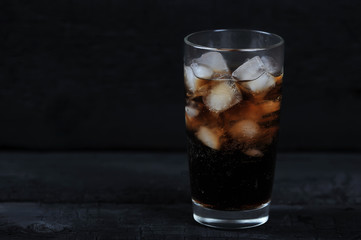 glass with cola with ice