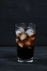 glass with cola with ice