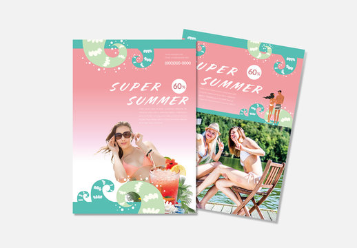 Flyer Layout With Summer-Themed Elements