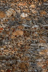 Traditional Paris region old stone wall, typical "meulière" style, closeup, Chatillon, France