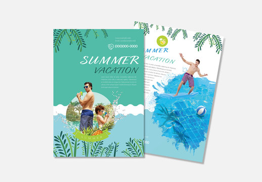 Flyer Layout With Summer-Themed Elements
