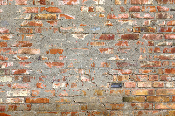 Old red brick wall texture  -  Background