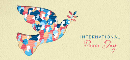 World Peace day card for diverse people unity
