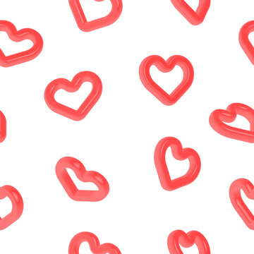 Heart shape 3d symbol seamless pattern for love