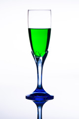 Mint drink in a blue glass