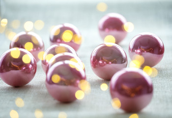 Christmas new year decoration balls baubles with bokeh lights