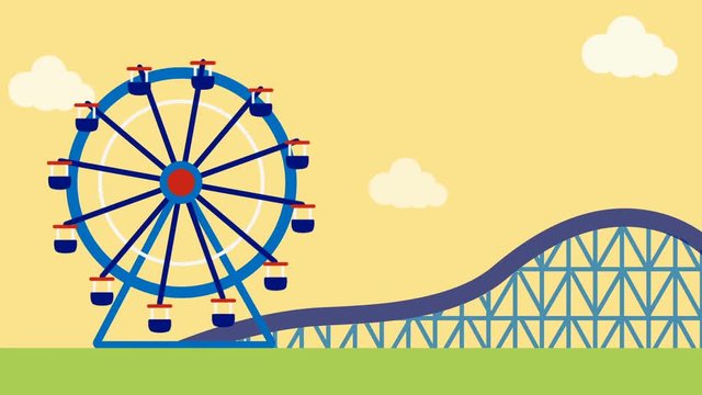 Big wheel and roller coaster ride in fun n fair 