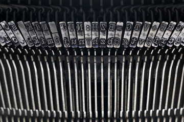 Close up of vintage typewriter letters