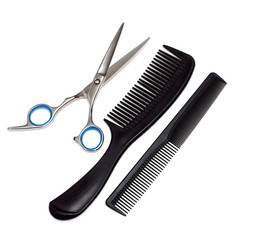 Hairdresser tools, scissors.