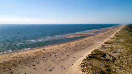 Vue aérienne de la côte sauvage à la Tremblade, Charente Maritime