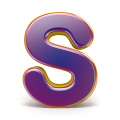 Letter S purple font yellow outlined 3D