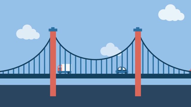 Vehicle moving on bridge 