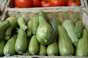 A basket of zucchini