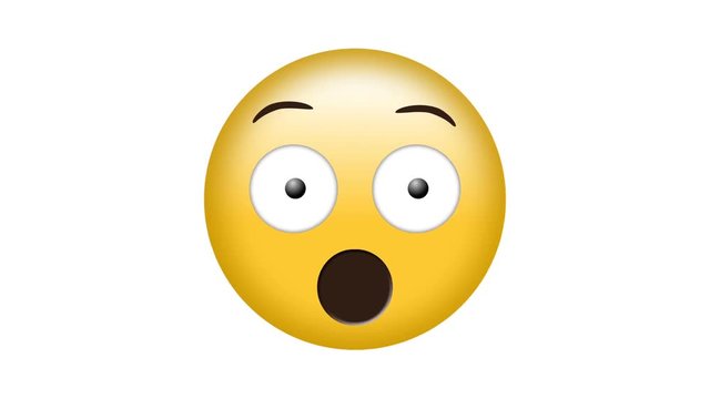 Digital generated video of shocked emoji 