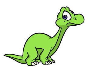 Dinosaur Diplodocus wonder cartoon illustration isolated image
