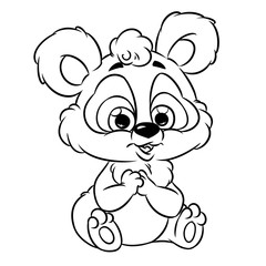 panda cheerful cartoon illustration isolated image coloring page