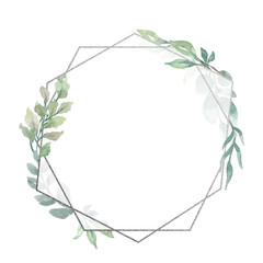 Watercolor Floral Geometric Frame