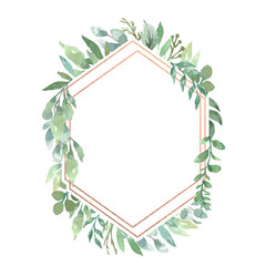 Watercolor Floral Geometric Frame