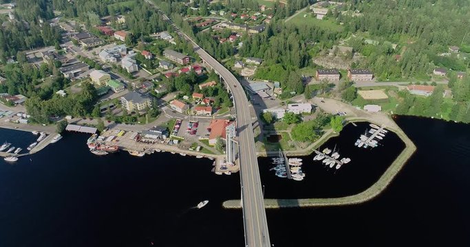 Puumala Finland, view of the city and panning up