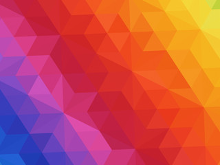 Symmetrical low poly background, rainbow colors, six-pointed stars