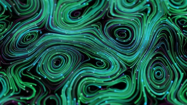 4K Abstract Neon Swirls. Seamless Looping Background.