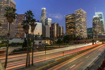 Soirée des bâtiments du centre-ville de Los Angeles