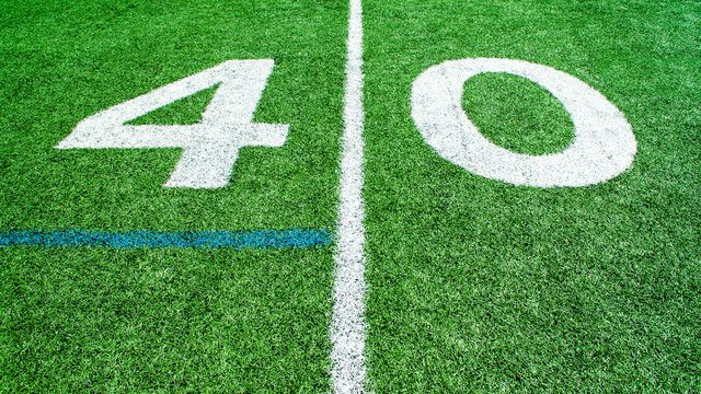 numbers marking the 40 yard line on an American football field