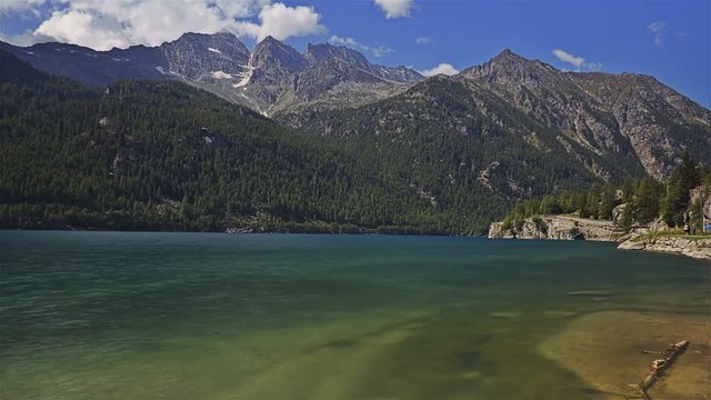 Lake of Ceresole, Gran Paradiso National Park - Time lapse. Turin. Italy