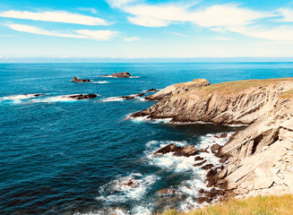 Fototapeta na wymiar Landscape of the Cantabrian coast near Barayo beach in Puerto de Vega - Asturias, Spain
