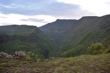 The volcanic crater on Mount Suswa, Kenya