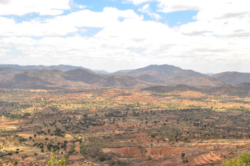 Fototapeta na wymiar The arid landscapes of Kilome Plains, Makueni County, Kenya