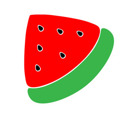 vector red watermelon slice. A simple illustration for children. cute piece of fruit for logo and design