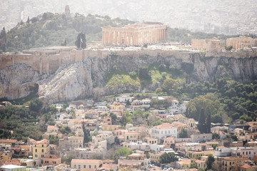 Fototapeta na wymiar At the top of Mount Lycabettus, Athens in Greece