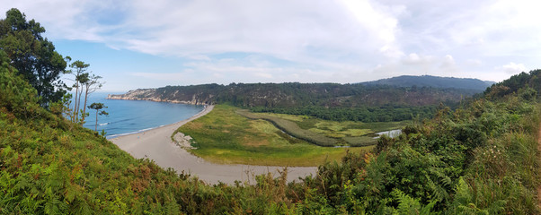 Panoramic view of Barayo beach near Puerto de Vega - Asturias, Spain