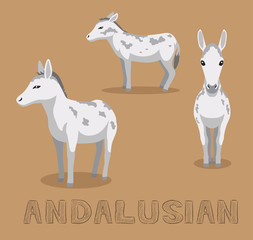 Donkey Andalusian Cartoon Vector Illustration