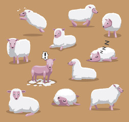Obraz premium Cute Pink Sheep Cartoon Vector Illustration