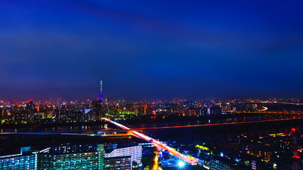 Scenic view of the city of tokyo, the capital city of Japan in twilight